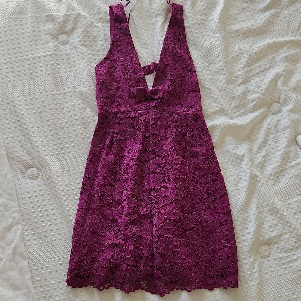 Zara Deep Purple Backless Lace Dress